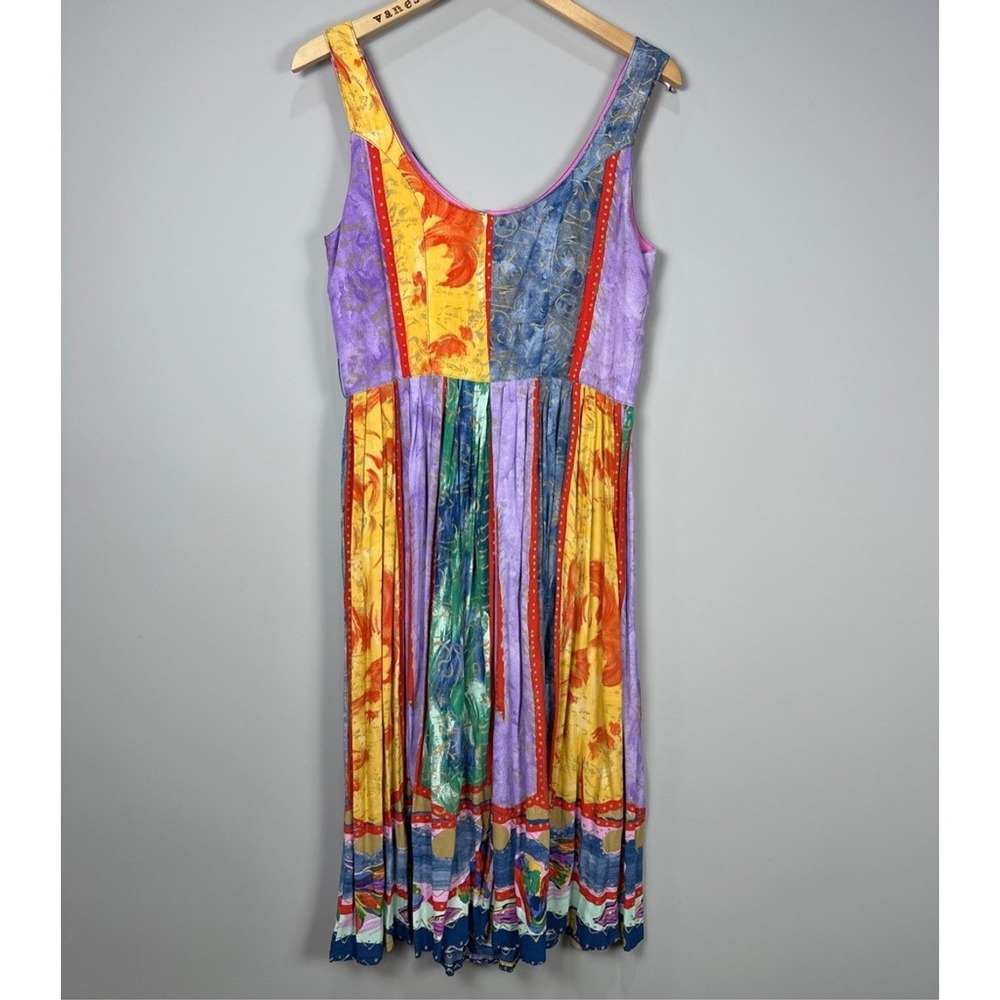 PLATINUM by Dorothy Schoelen Women's Size 10 Midi Dress Artistic Print Vintage - Picture 5 of 10